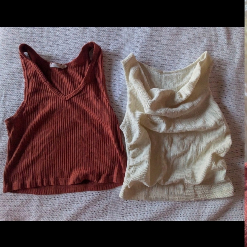 Ribbed Tank Tops in Rust and Cream
